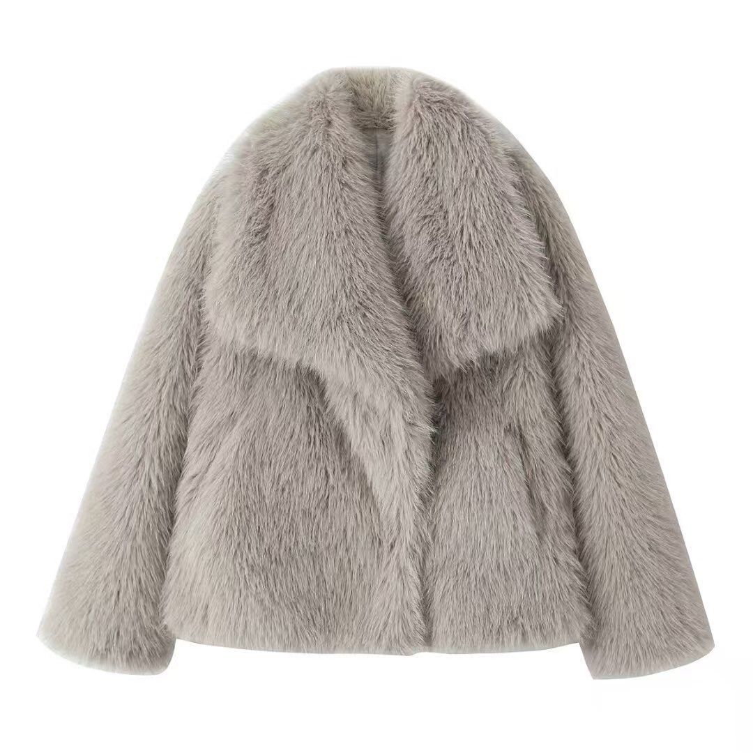 Luxe Fur Look Wrap Jacket