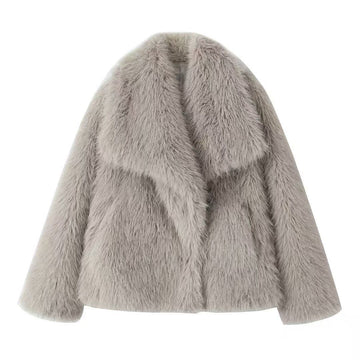 Luxe Fur Look Wrap Jacket