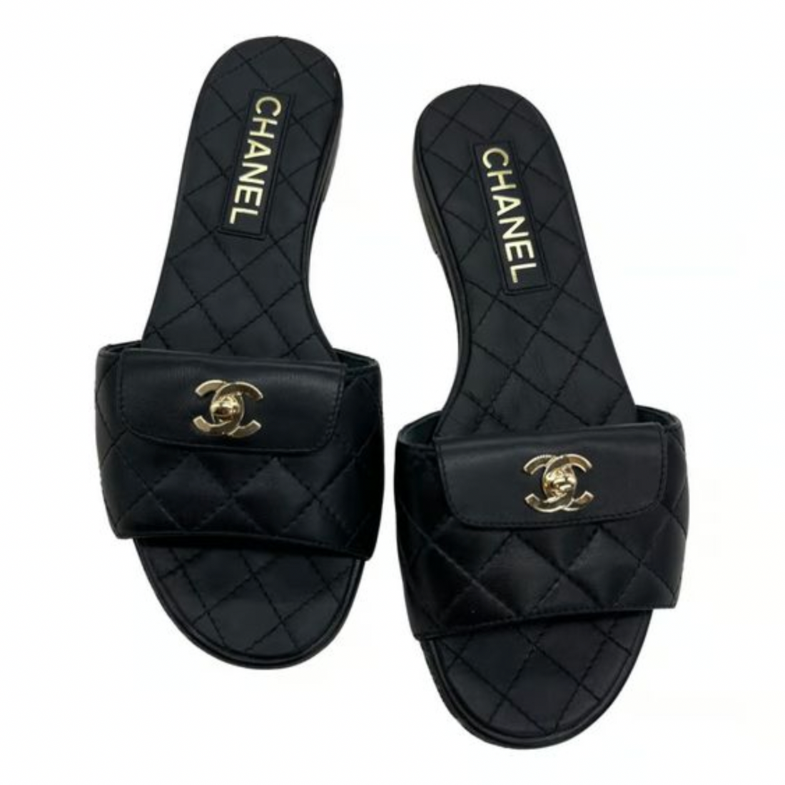 "CC" Luxury Slides Schwarz