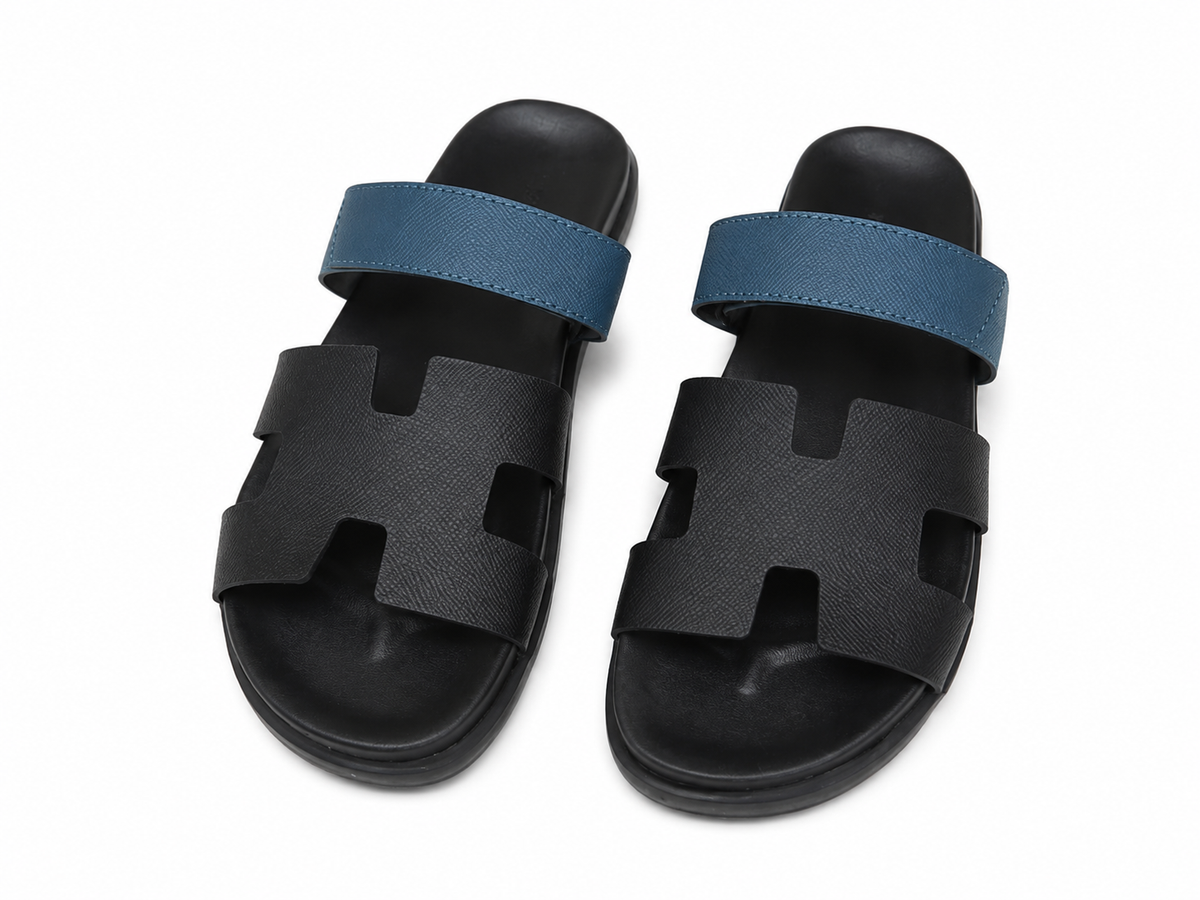 "H" Cut Leather Slides