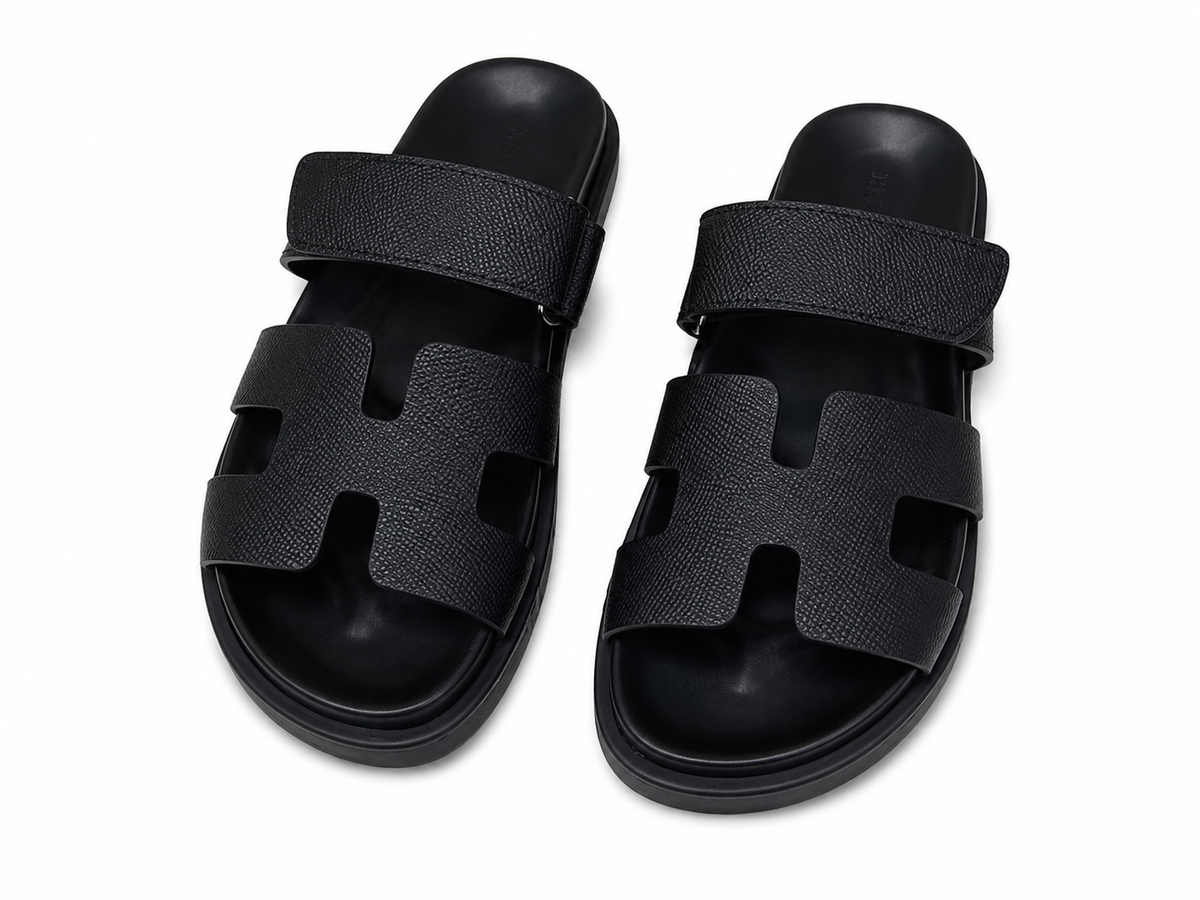 "H" Cut Leather Slides