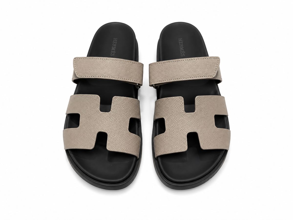 "H" Cut Leather Slides
