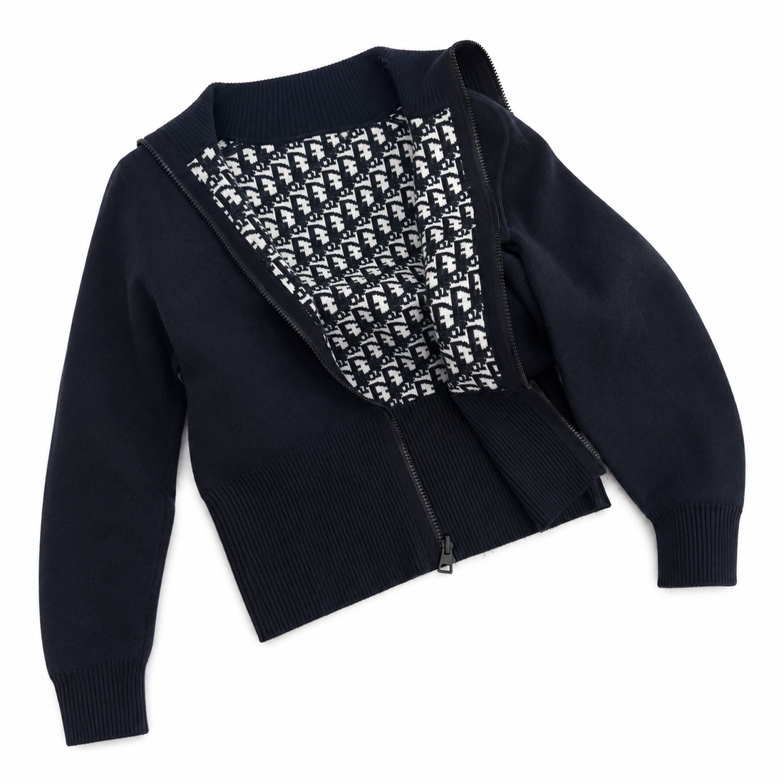 "CD" Zip Knit Cardigan