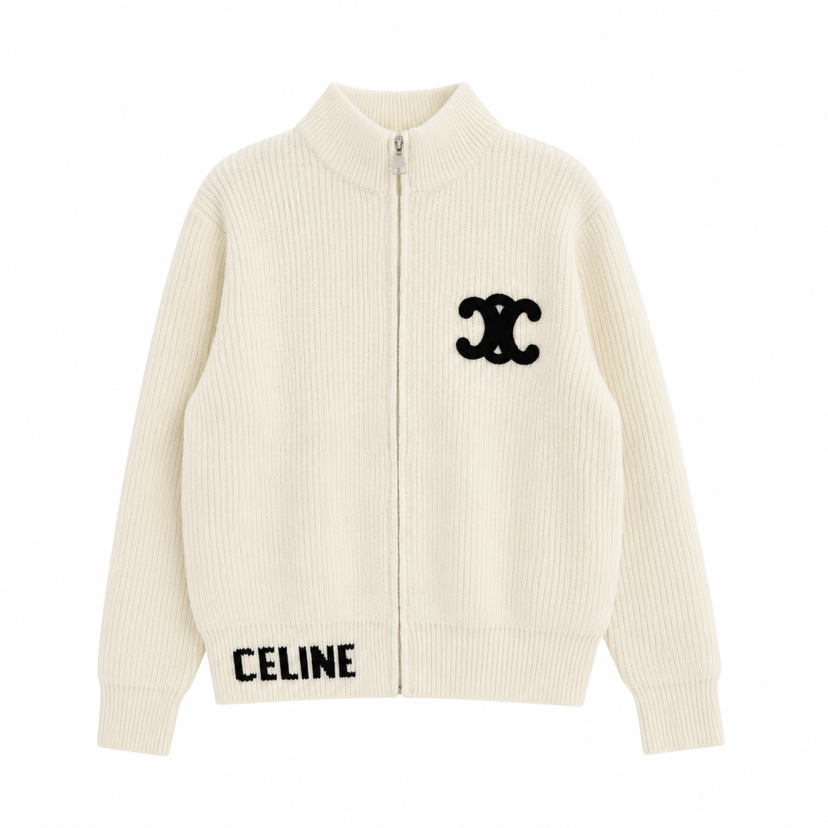 "CE" Knit Zip Cardigan