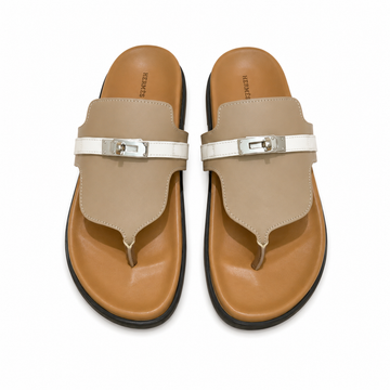 "H" Buckle Leather Sandals