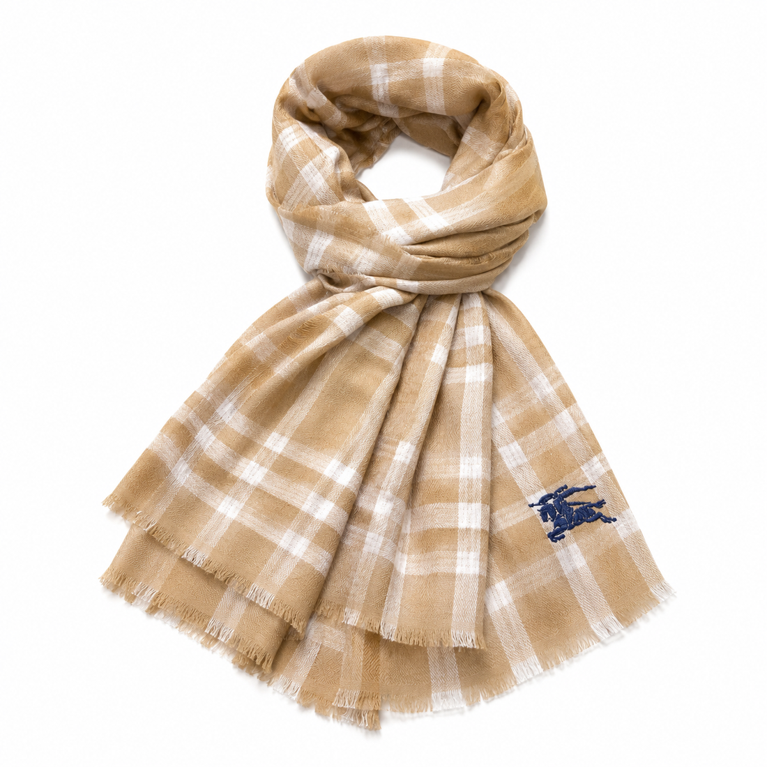 "BB" Check Embroidery Scarf