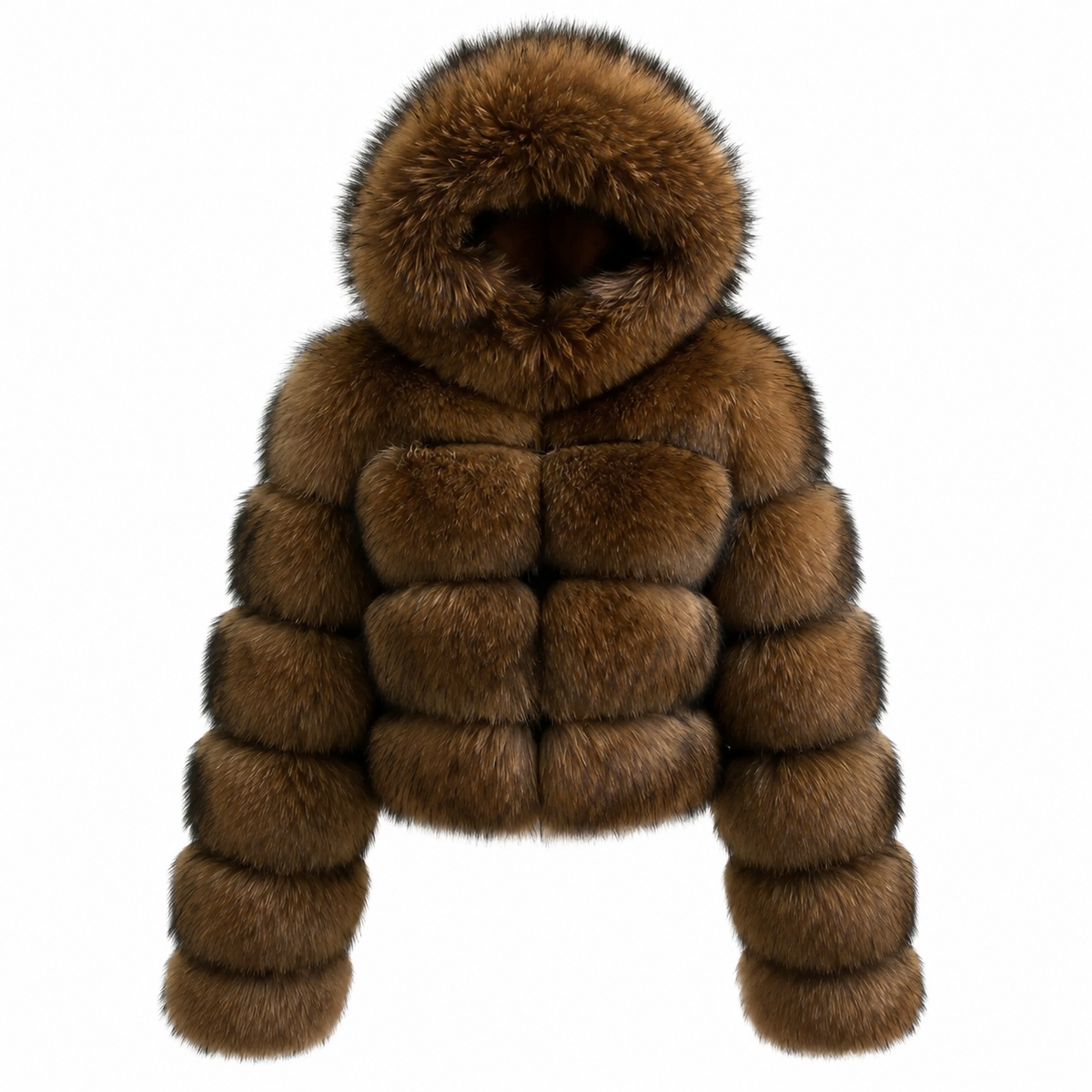 Luxe Hooded Fur Look Jacket