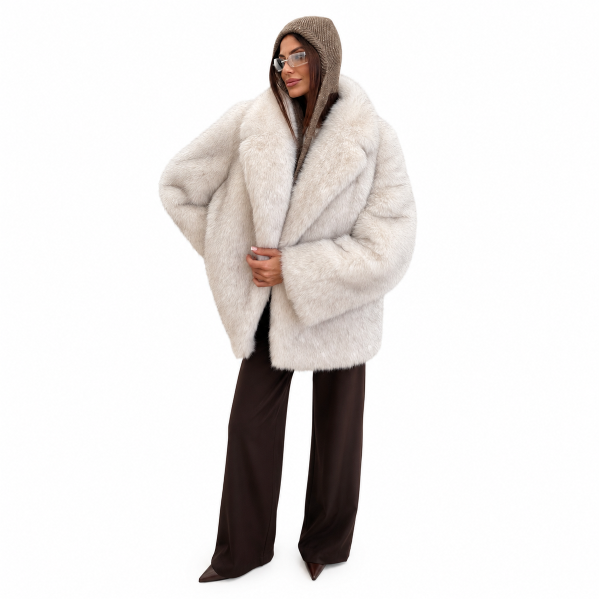 Luxe Fur Look Blazer Jacket