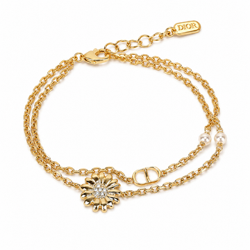 "D" Double Chain Charm Bracelet