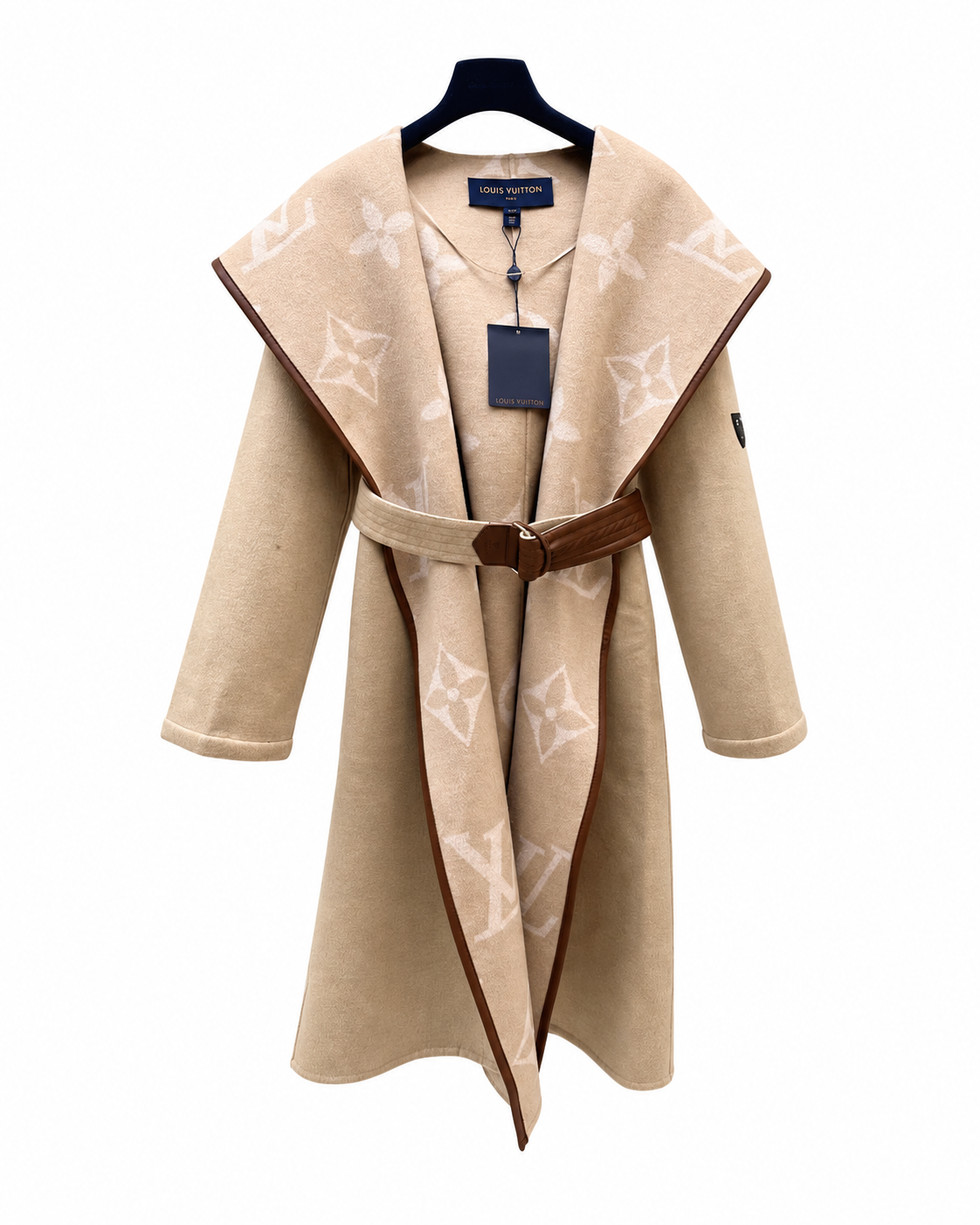 "LV" Monogram Belted Wrap Coat