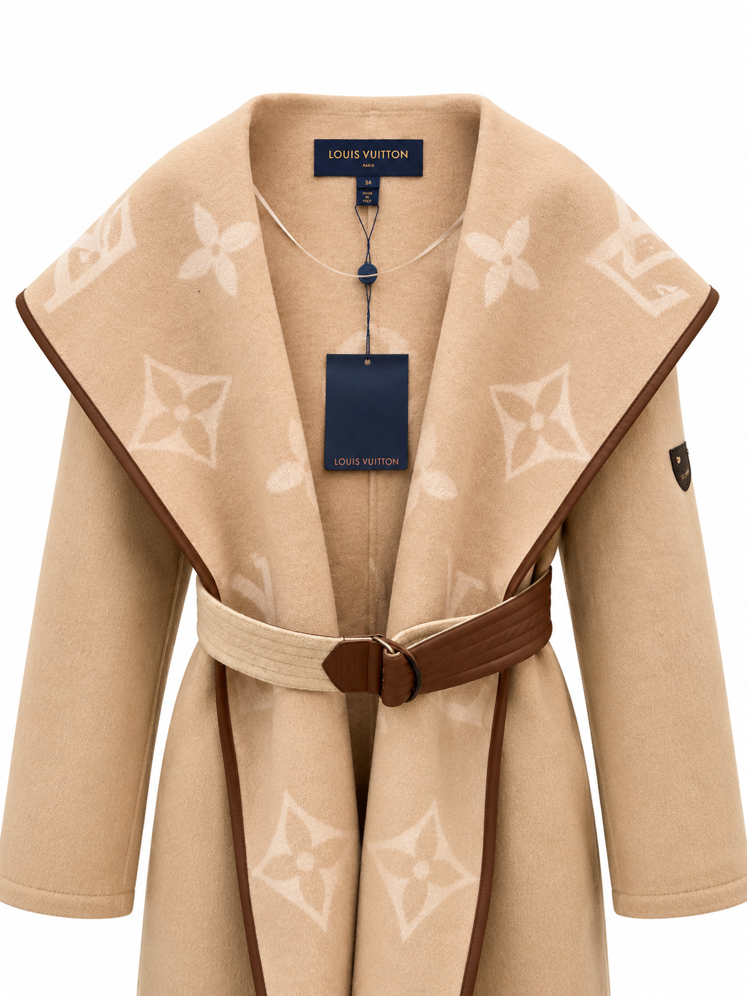 "LV" Monogram Belted Wrap Coat