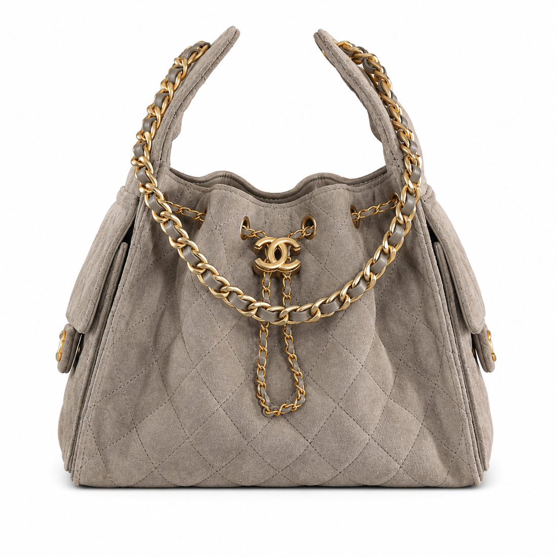 "CC" Quilted Bucket Bag