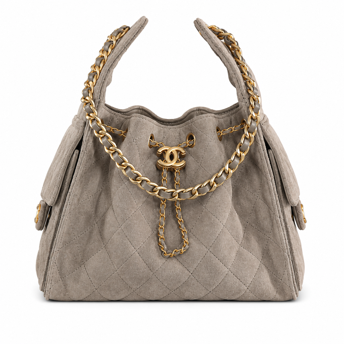"CC" Quilted Bucket Bag