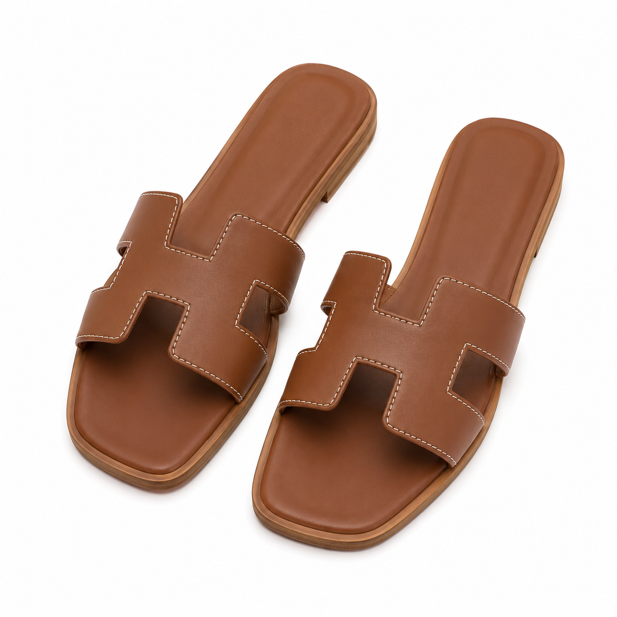 "H" Cut Leather Slides