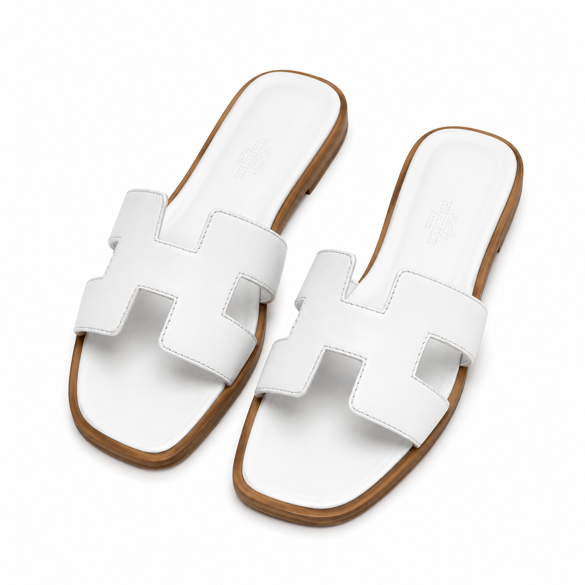 "H" Cut Leather Slides