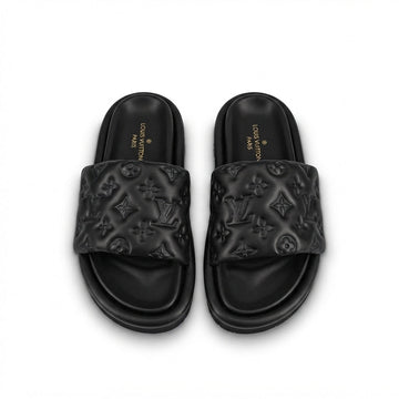 „LV“ Puffy Slides – All Black