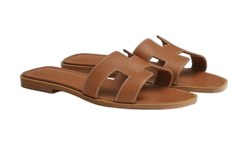 "H" Cut Leather Slides