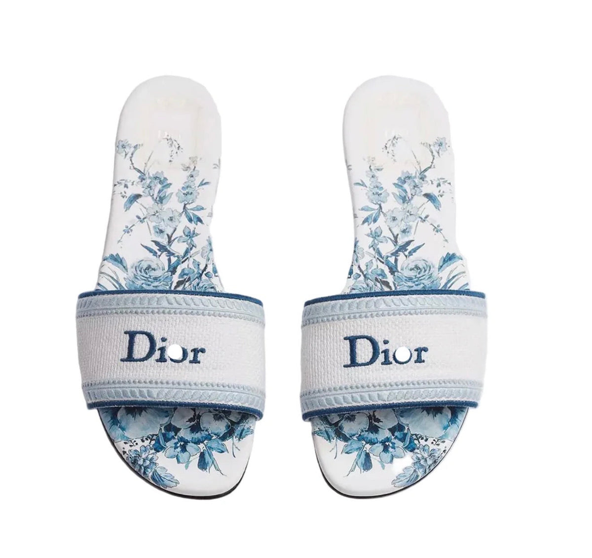 "CD" Floral Slides Weiß/Blau