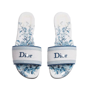 "CD" Floral Slides Weiß/Blau