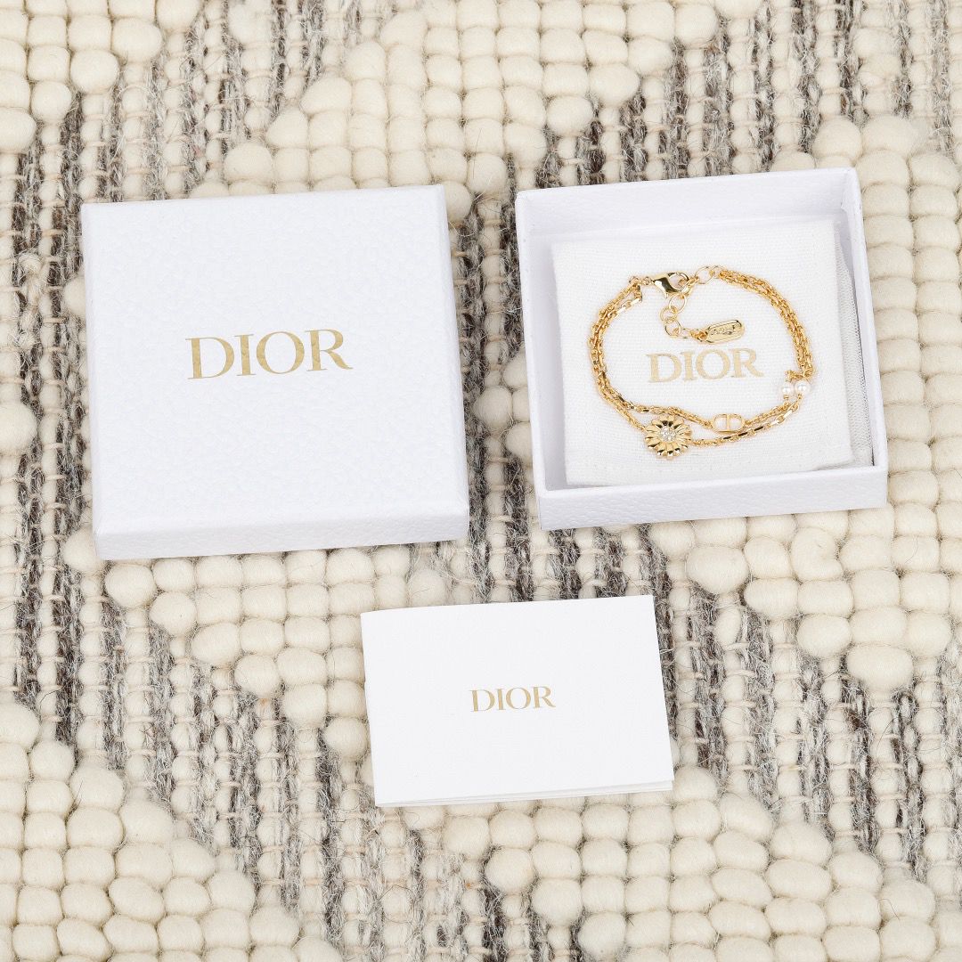 "D" Double Chain Charm Bracelet